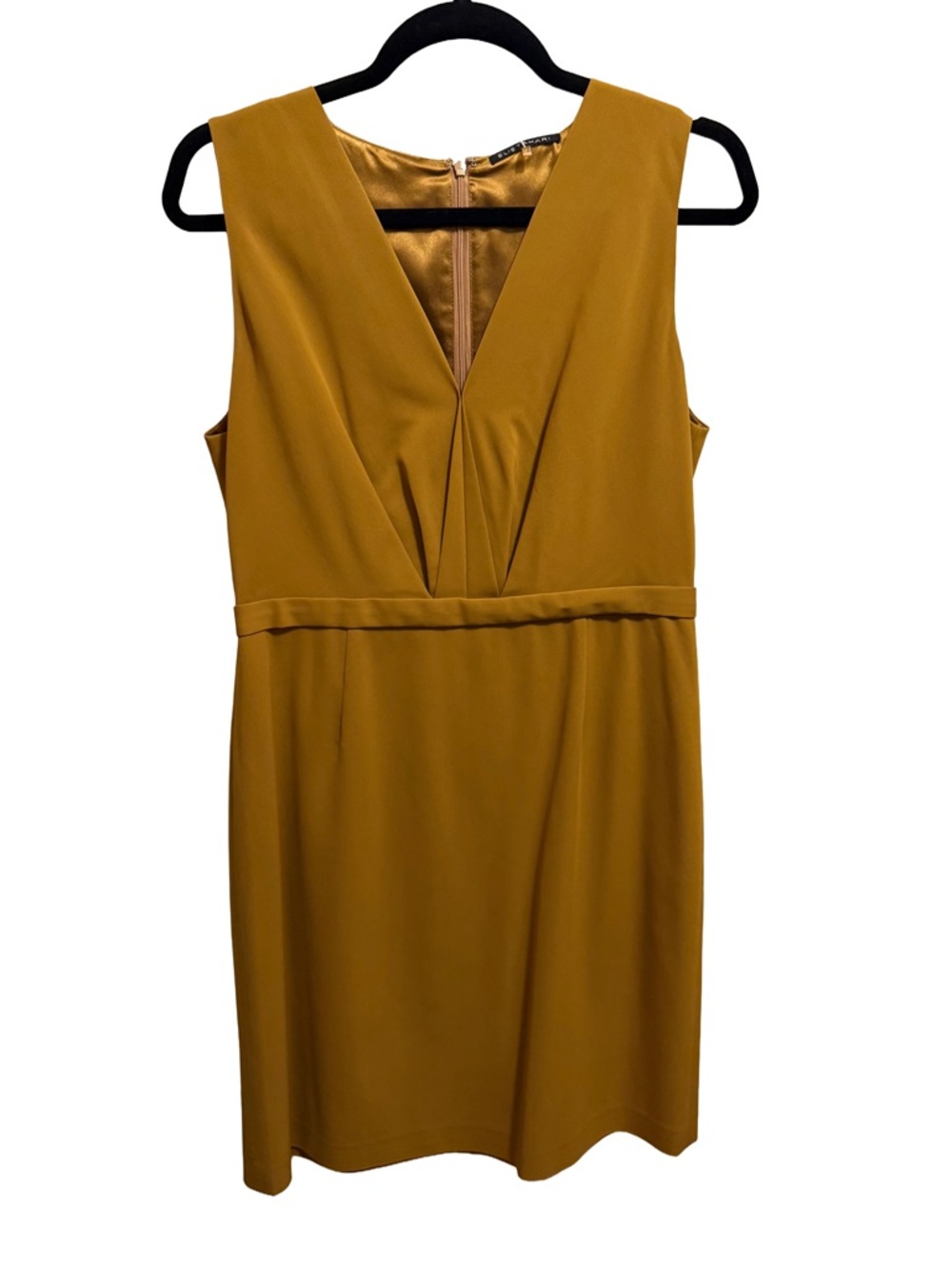 Sleeveless Mustard V-Neck Elie Tahari Sheath Dress
